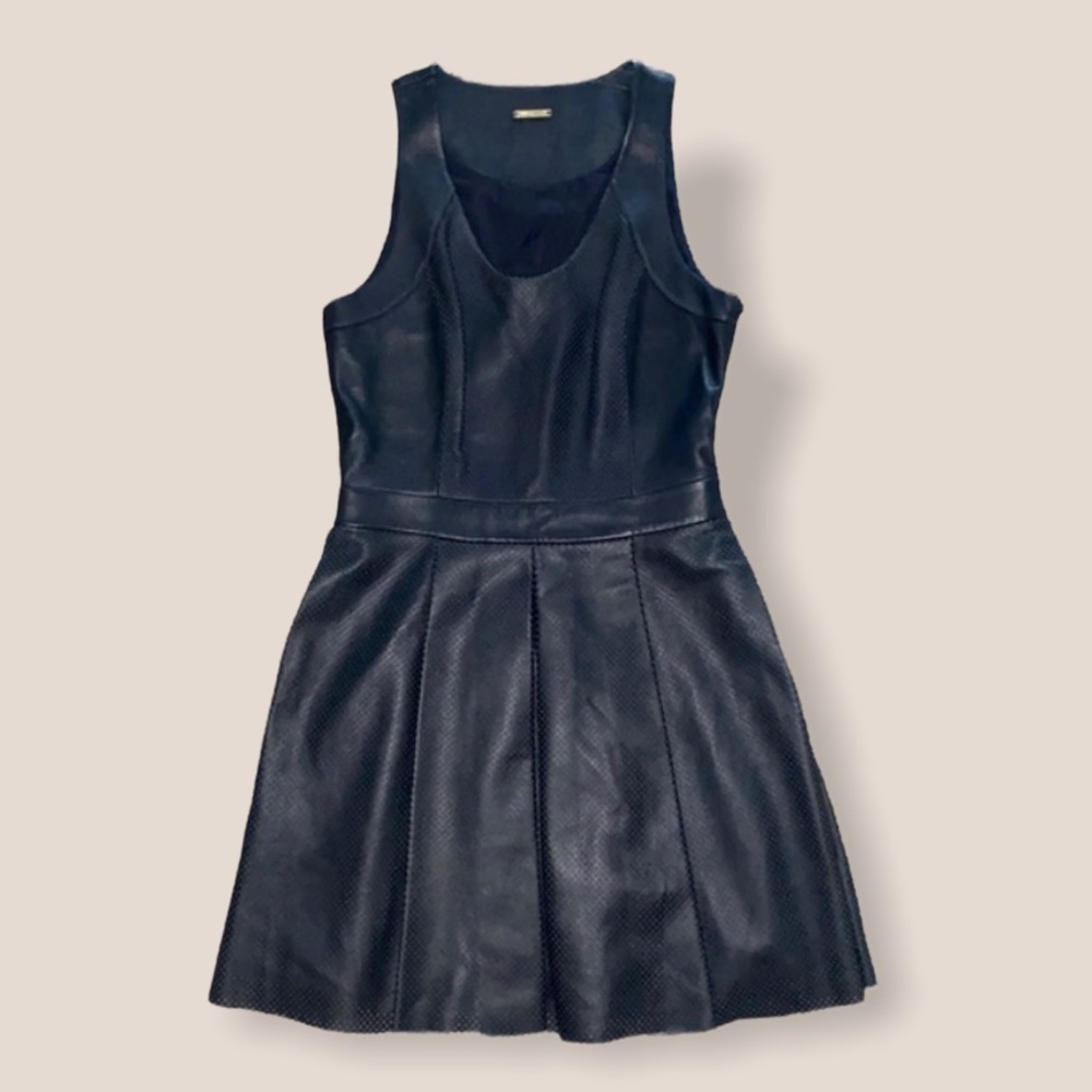 Rebecca Minkoff Liv Perforated Navy Leather Dress